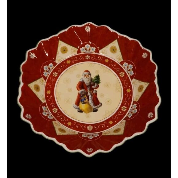 Villeroy & Boch 'Toy’s Fantasy' Santa w His Sack 9¾” x 1½" Scalloped Edge Bowl - Picture 2 of 8